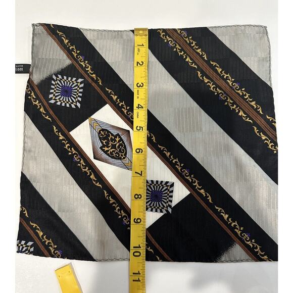 10” Satin 100% Silk Pocket Square, Hanky, handkerchief, Black And Tan Hand Roll - Picture 8 of 8